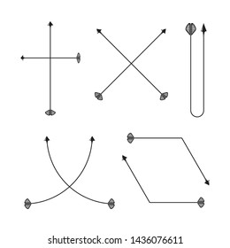 bow arrows thin line illustration set