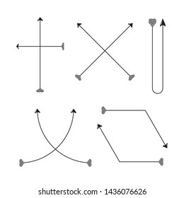 bow arrows thin line illustration set