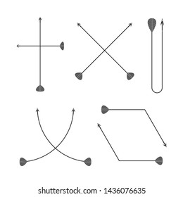 bow arrows thin line illustration set