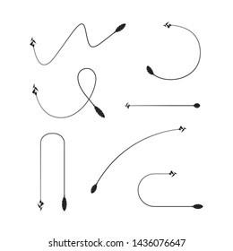 bow arrows thin line illustration set
