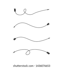 bow arrows thin line illustration set