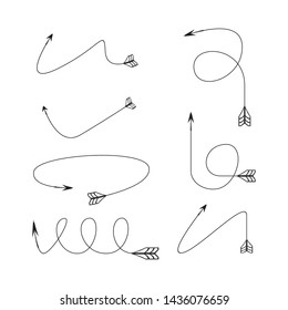 bow arrows thin line illustration set