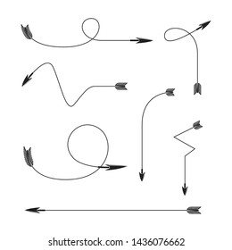 bow arrows thin line illustration set