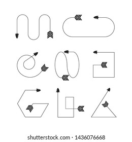 bow arrows thin line illustration set