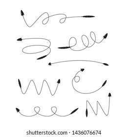 bow arrows thin line illustration set