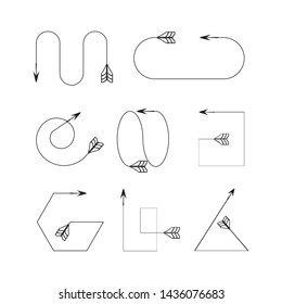 bow arrows thin line illustration set
