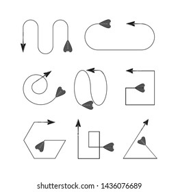 bow arrows thin line illustration set