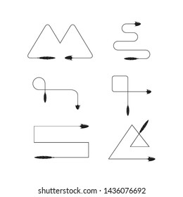 bow arrows thin line illustration set