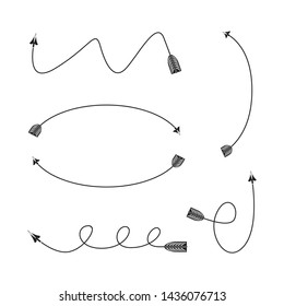 bow arrows thin line illustration set