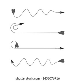 bow arrows thin line illustration set