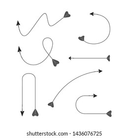 bow arrows thin line illustration set
