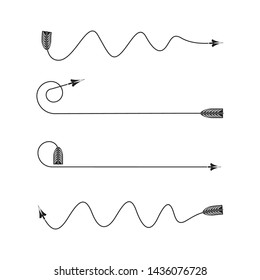 bow arrows thin line illustration set