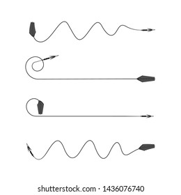 bow arrows thin line illustration set