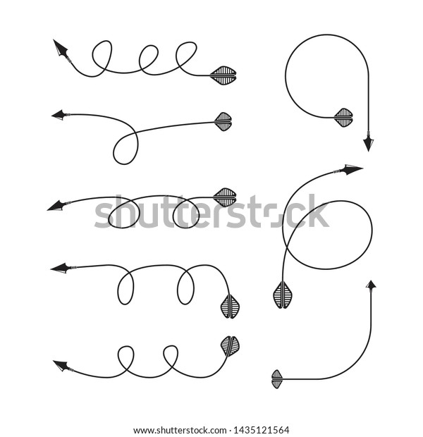 bow arrows thin line \
illustration set
