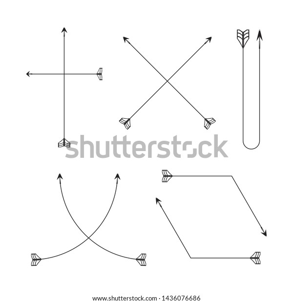 bow arrows thin line
illustration set