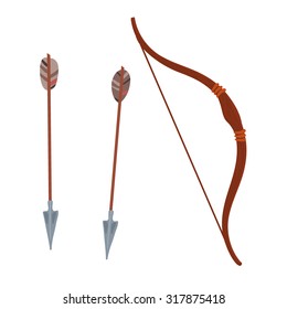 Bow and arrows. Vector cartoon design elements.