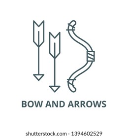 Bow and arrows vector line icon, linear concept, outline sign, symbol