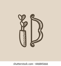 Bow and arrows vector sketch icon isolated on background. Hand drawn Bow and arrows icon. Bow and arrows sketch icon for infographic, website or app.
