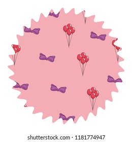Bow and balloons round label