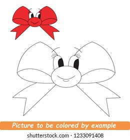 Bow to be colored, the coloring book for preschool kids with easy educational gaming level.