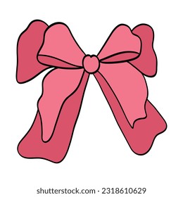 Bow beautiful pastel illustration. Hand drawing. Holiday design for decoration.