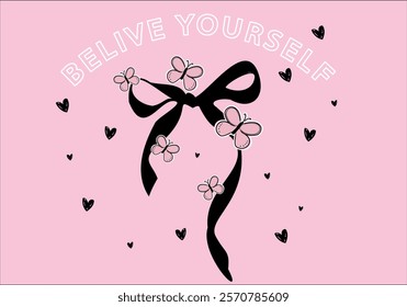 bow and believe yourself slogan design vector art