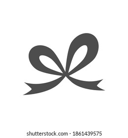Bow black icon. Gift ribbon outline. Holiday symbol. Vector illustration isolated on white. 