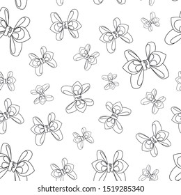 The bow with black lines on white background.Vector illustration. Seamless Pattern for textile template, wrapping paper.