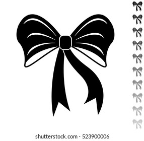 Bow - black vector icon and ten icons in  shades of grey