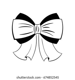 Bow Black and white silhouette. Vector Illustration Isolated On White Background.