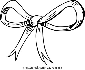 Bow Black and White Vector Illustration