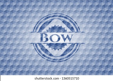 Bow blue emblem with geometric pattern background.