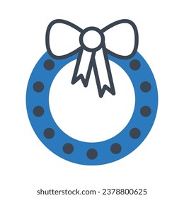 Bow Blue Icon Vector Illustration Isolated on White Background. Use for Xmas, Decoration, Greeting Card Etc.