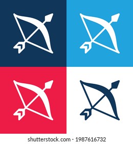 Doblar azul y rojo cuatro colores mínimo conjunto de iconos