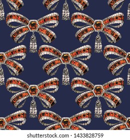 Bow Brooch Vector Seamless Pattern