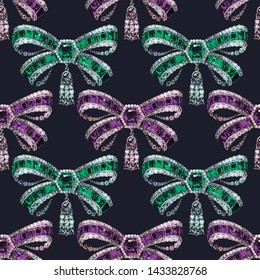Bow Brooch Vector Seamless Pattern