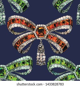 Bow Brooch Vector Seamless Pattern