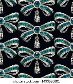 Bow Brooch Vector Seamless Pattern