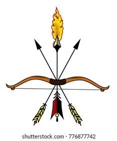 Bow with a burning arrow