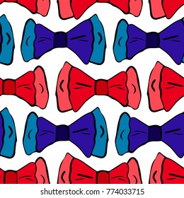 Bow butterfly vector illustration. Doodle style. Design, print, decor, textile, paper