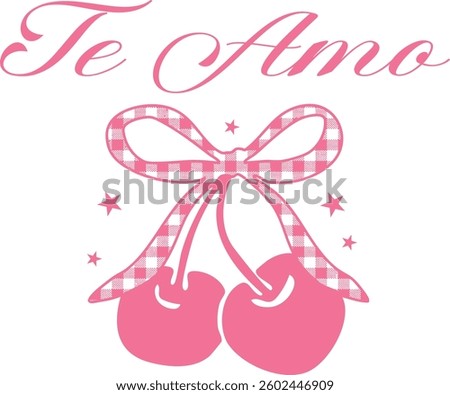 Bow cherry gingham cherries cute doodle vino wine wavy slogan trendyl bow ribbons cute checker modern trending Tee t-shirt logo slogan graphic artwork typography tote badge emblem sketch