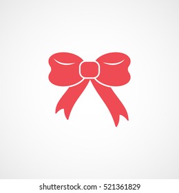 Bow Christmas New Year Red Flat Icon On White Background