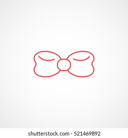Bow Christmas New Year Red Line Icon On White Background
