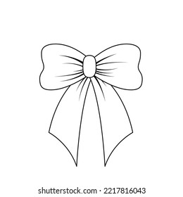 Bow Coloring Book. Black And White Bow. Color Me. Isolated Vector Illustration Eps