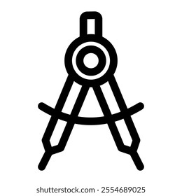 Bow compass tool icon with simple and line style