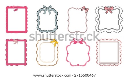 bow coquette frame border clipart set