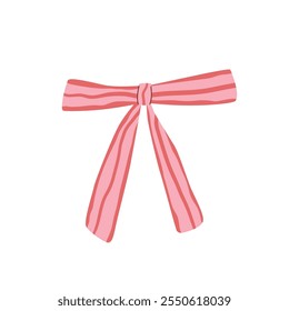 Bow coquette set. Vector girly ribbons collection. Illustration isolated on white background.