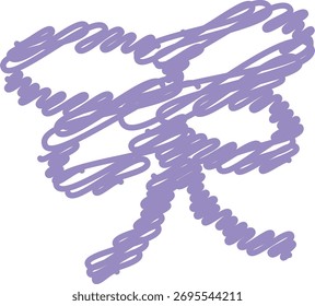 Um arco criado com linhas rabiscadas em um estilo esboçado. A ilustração retrata uma fita amarrada de forma solta e desenhada à mão. Ilustração de vetor de desenhos animados.