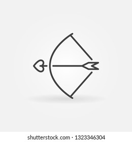 Bow and Cupid Arrow vector concept linear icon. Valentine's Day symbol in thin line style