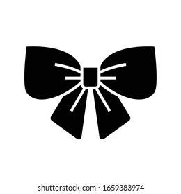 Bow decor element black icon, concept illustration, vector flat symbol, glyph sign.